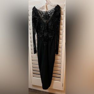 Elegant black beaded evening gown